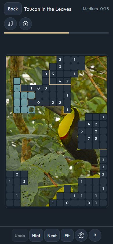 A section of the grid blooming into a wildlife photograph